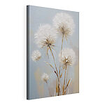 Canvas Schilderijen Schilderij van bloemen op een blauwe achtergrond