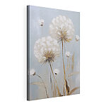 Canvas Schilderijen Schilderij van bloemen op een blauwe achtergrond