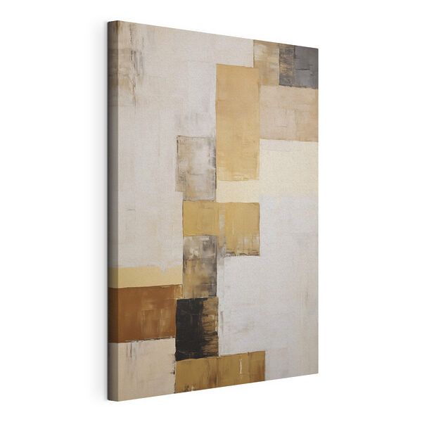 Canvas Schilderijen Schilderij van een wit en bruin rechthoekig voorwerp
