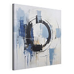 Canvas Schilderijen Een cirkel schilderen met blauwe en witte verf