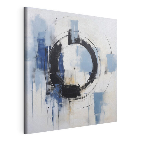 Canvas Schilderijen Een cirkel schilderen met blauwe en witte verf