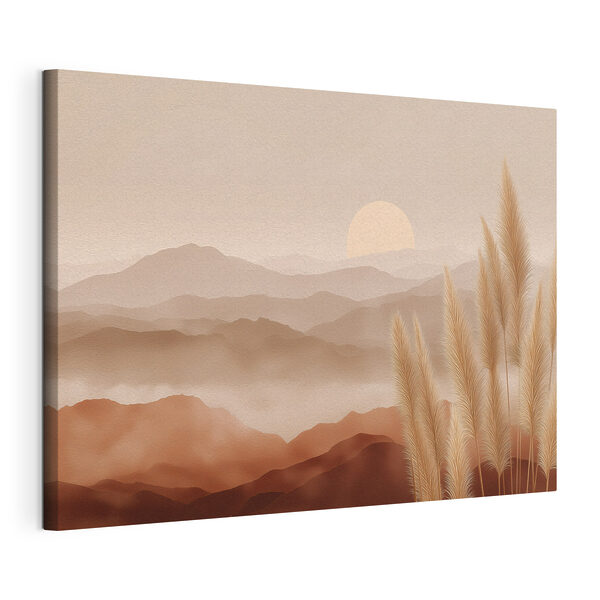 Canvas Schilderijen Landschap met bergen en gras