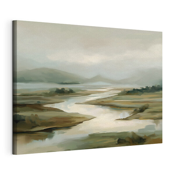 Canvas Schilderijen Een rivier die door een vallei stroomt