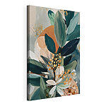 Canvas Schilderijen Schilderij van bladeren en bloemen
