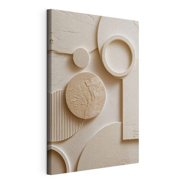 Canvas Schilderijen Abstracte vormen in zachte beige tinten