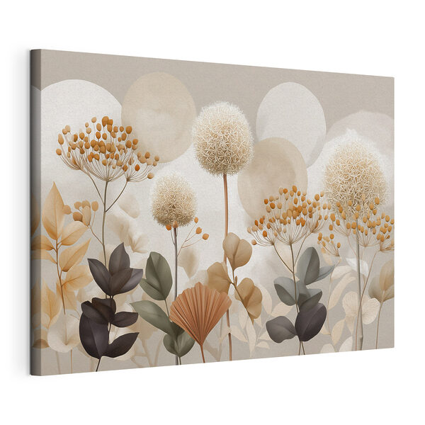 Canvas Schilderijen Groep bloemen en bladeren