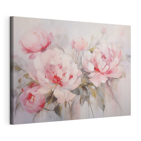 Canvas Schilderijen Schilderij van roze bloemen