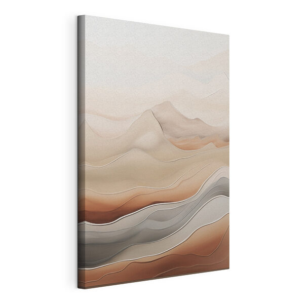 Vloeistofgolven in zachte aardetinten Canvas Schilderijen Vloeistofgolven in zachte aardetinten