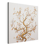 Canvas Schilderijen Boom met witte bloemen en bladeren