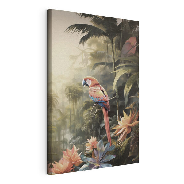 Kleurrijke vogel die op een tak in het bos zit Canvas Schilderijen Kleurrijke vogel die op een tak in het bos zit