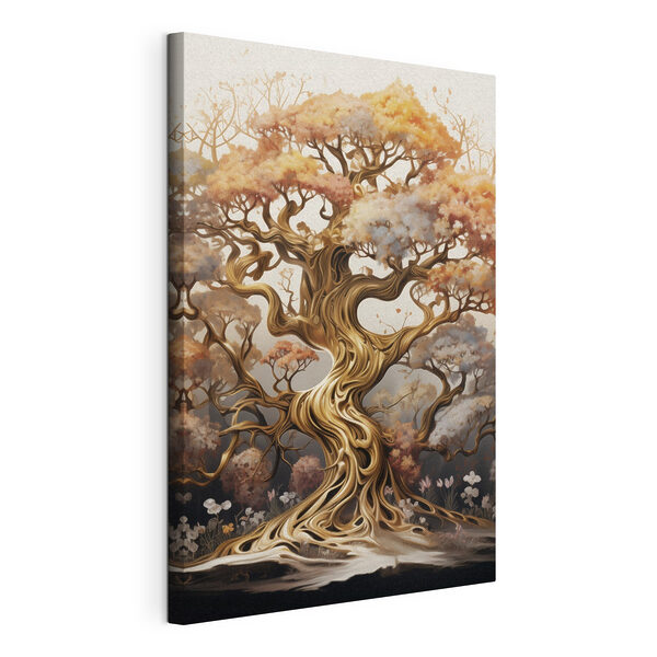 Boom met veel takken en bloemen Canvas Schilderijen Boom met veel takken en bloemen