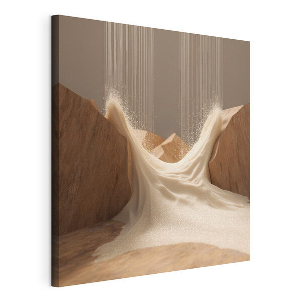 Een stroom wit poeder die over de rotsen stroomt Canvas Schilderijen Een stroom wit poeder die over de rotsen stroomt