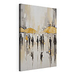 Canvas Schilderijen Een groep mensen met paraplu’s