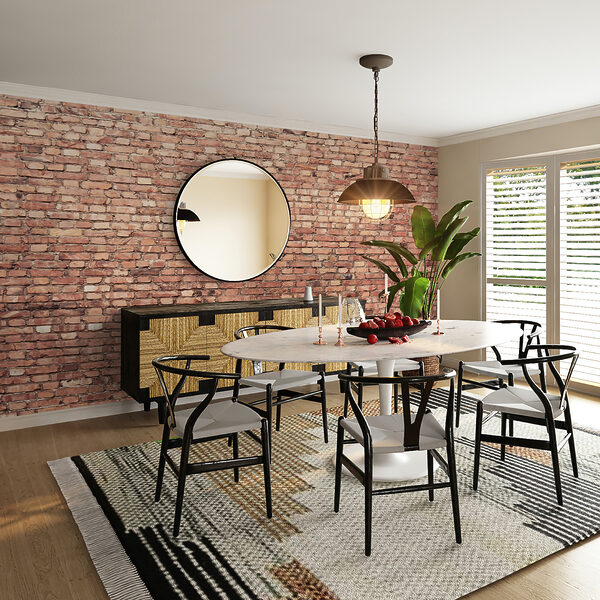 Fotobehang Rode bakstenen muur, structuurpatroon