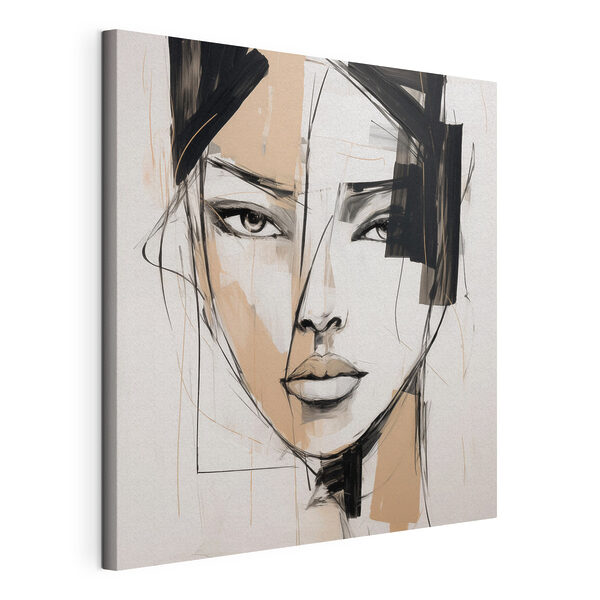 Canvas Schilderijen Schilderij van het gezicht van een vrouw