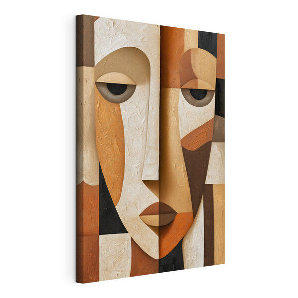 Canvas Schilderijen Abstracte vormen en ingetogen tinten komen met elkaar in botsing
