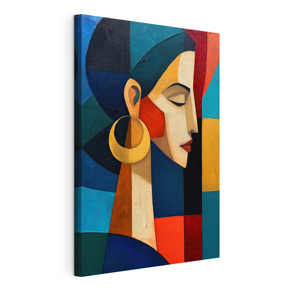 Canvas Schilderijen Schilderij van het gezicht van een vrouw