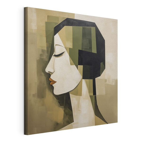 Canvas Schilderijen Schilderij van het gezicht van een vrouw