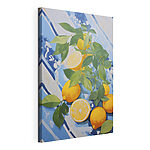 Canvas Schilderijen Schilderij van citroenen en bladeren
