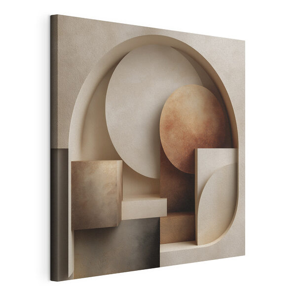 Canvas Schilderijen Een groep geometrische vormen in een muur