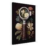 Canvas Schilderijen Vergrootglas met bloemen