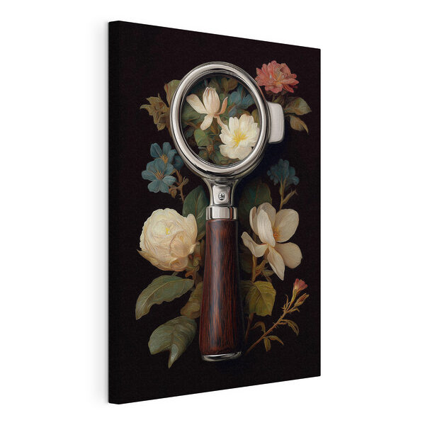 Vergrootglas met bloemen Canvas Schilderijen Vergrootglas met bloemen