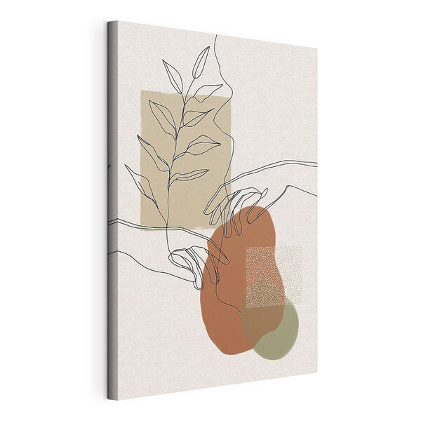 Tekening van een hand die een plant vasthoudt Canvas Schilderijen Tekening van een hand die een plant vasthoudt