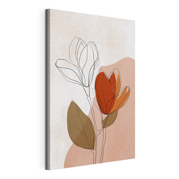 Tekening van bloemen met bladeren Canvas Schilderijen Tekening van bloemen met bladeren