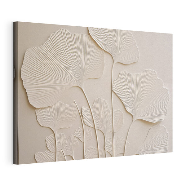 Witte muur met bladeren Canvas Schilderijen Witte muur met bladeren