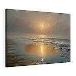 Canvas Schilderijen Zonsondergang boven een strand