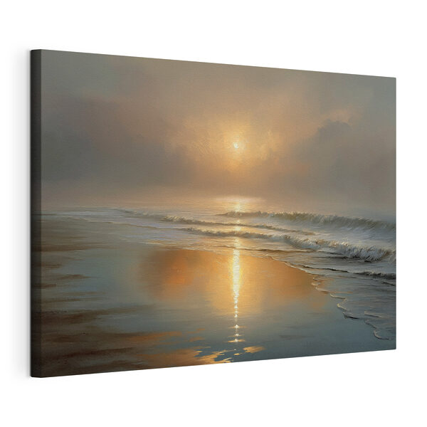 Zonsondergang boven een strand Canvas Schilderijen Zonsondergang boven een strand