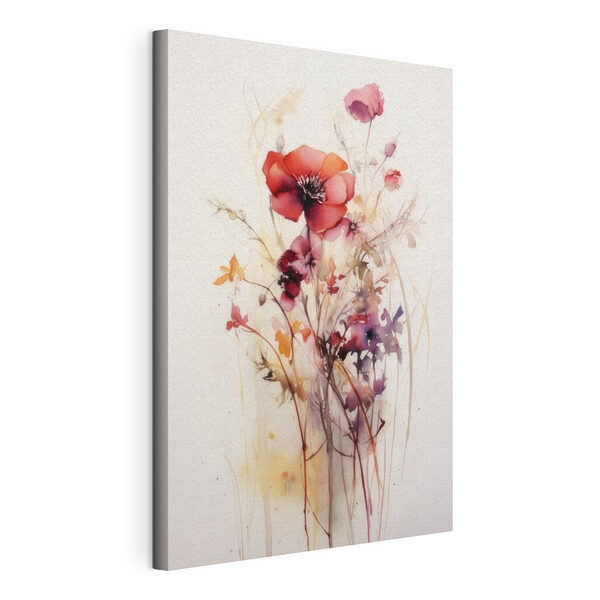 Delicate aquarelbloemen in harmonie Canvas Schilderijen Delicate aquarelbloemen in harmonie