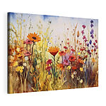 Canvas Schilderijen Levendige wilde bloemen in aquarelverf