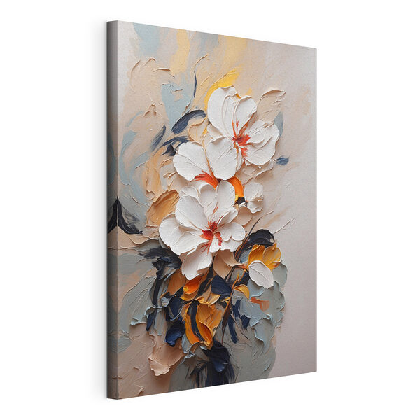 Gestructureerd bloemenschilderij met levendige kleuren Canvas Schilderijen Gestructureerd bloemenschilderij met levendige kleuren