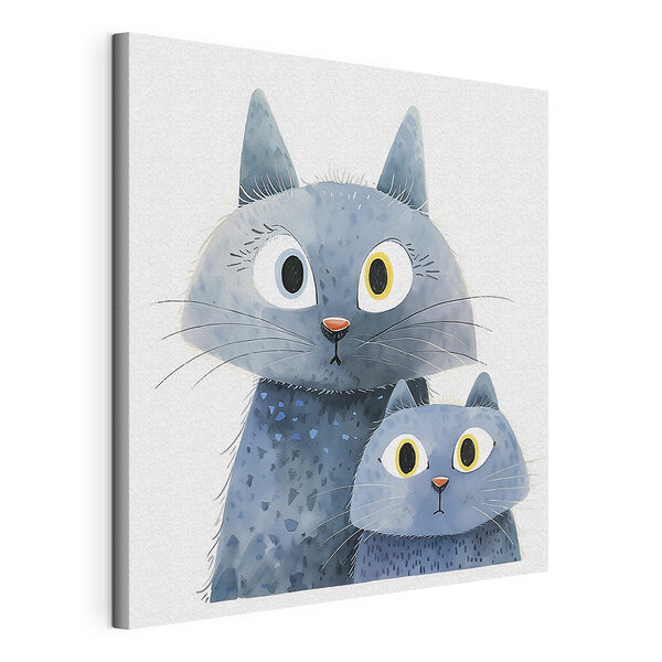 Blauwe kat met gele ogen en snorharen Canvas Schilderijen Blauwe kat met gele ogen en snorharen