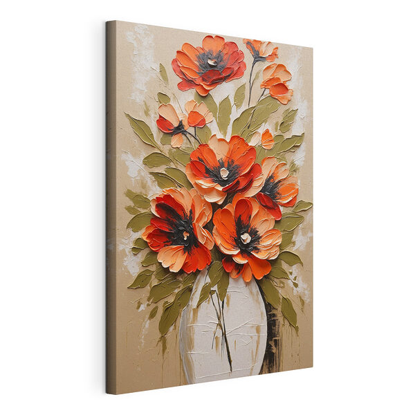 Schilderij van bloemen in een vaas Canvas Schilderijen Schilderij van bloemen in een vaas