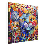 Canvas Schilderijen Kleurrijk kattengezicht met snorharen