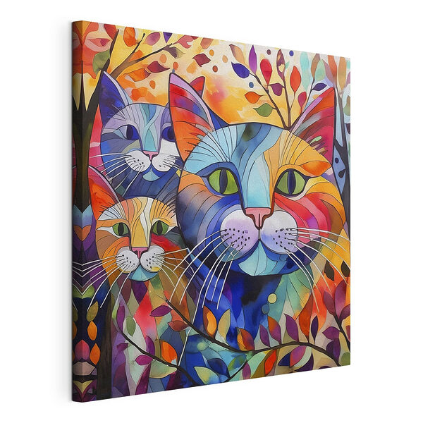 Kleurrijk kattengezicht met snorharen Canvas Schilderijen Kleurrijk kattengezicht met snorharen