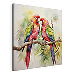 Canvas Schilderijen Twee vogels op een tak