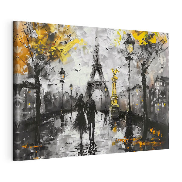 Canvas Schilderijen Parijs in monochroom en spetters