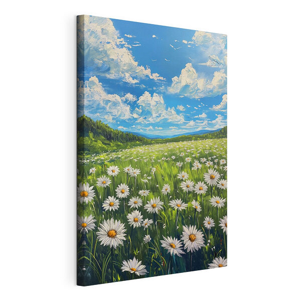 Canvas Schilderijen Bloemen- en bomenveld