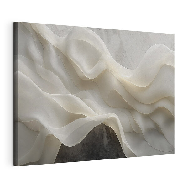 Canvas Schilderijen Witte stof met golvende plooien