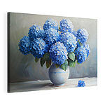 Canvas Schilderijen Schilderij van blauwe bloemen in een vaas
