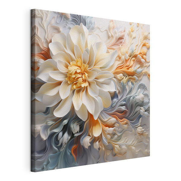 Witte bloem met geel hart Canvas Schilderijen Witte bloem met geel hart