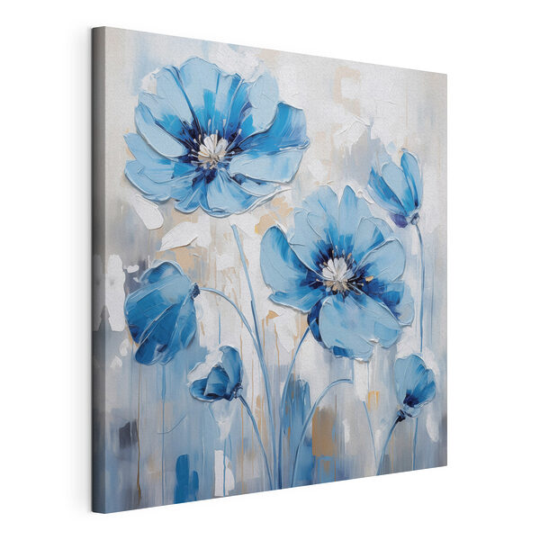 Canvas Schilderijen Schilderij van blauwe bloemen