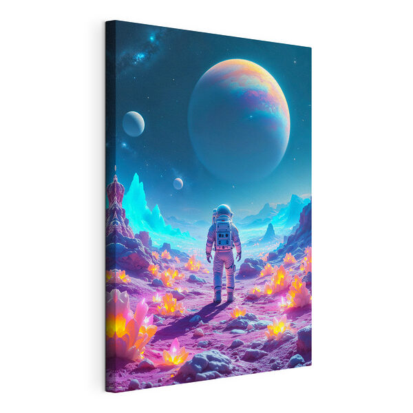 Canvas Schilderijen Astronaut loopt in een woestijn