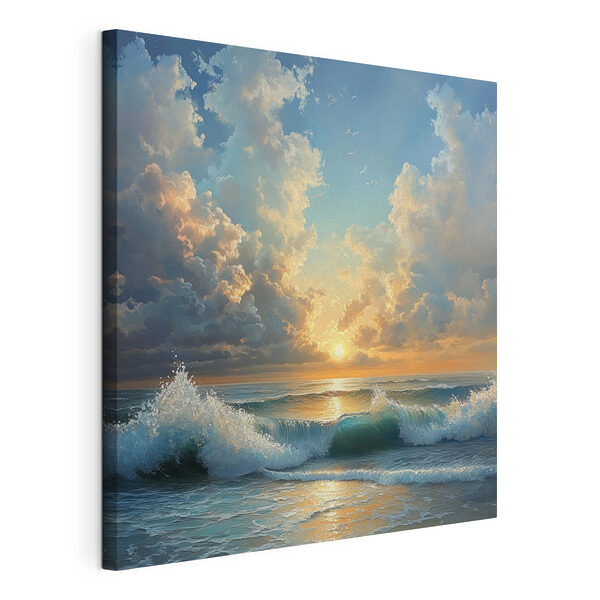 Golven die neerstorten op het strand Canvas Schilderijen Golven die neerstorten op het strand