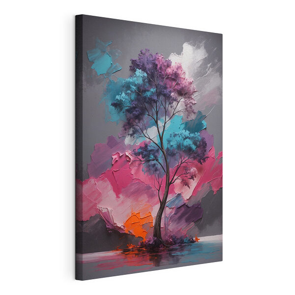 Schilderij van een boom met verschillende kleuren Canvas Schilderijen Schilderij van een boom met verschillende kleuren