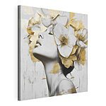 Canvas Schilderijen Vrouw met bloemen in haar haar