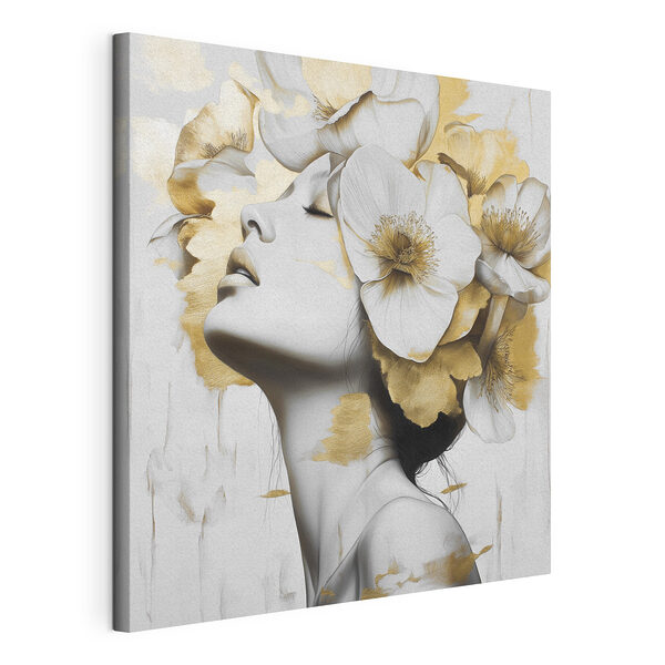 Vrouw met bloemen in haar haar Canvas Schilderijen Vrouw met bloemen in haar haar